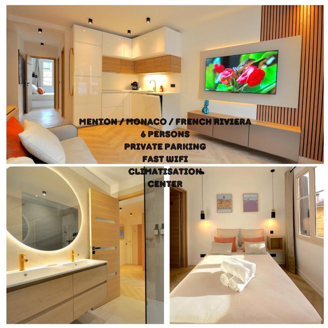 Monaco # Menton - 6 Persons - 2 Bedrooms - Full Renovated - Private Parking - Hypercenter - Clim - Beach And Sun ม็องตง ภายนอก รูปภาพ